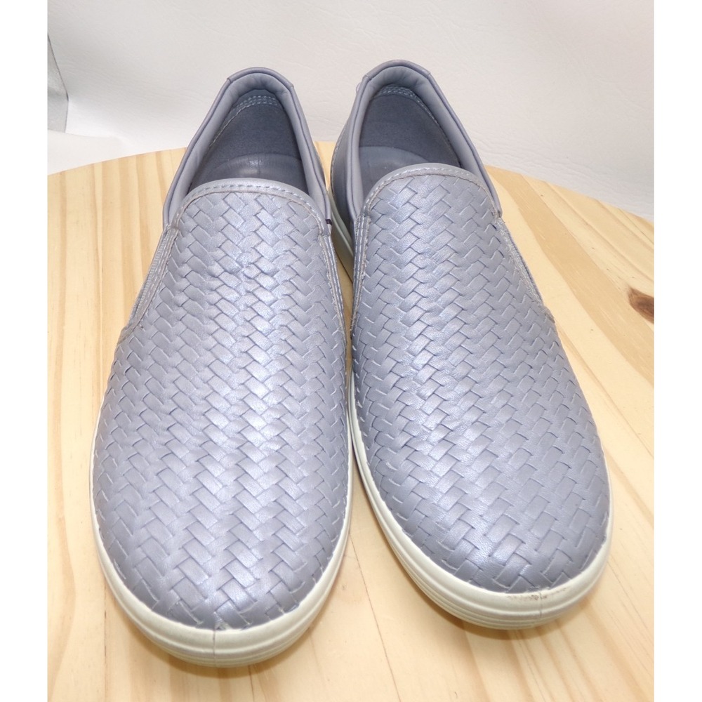 ECCO Soft 7 Woven Slip On Loafer Womens Metallic Silver Sz 40 US 9 - 9.5 Leather